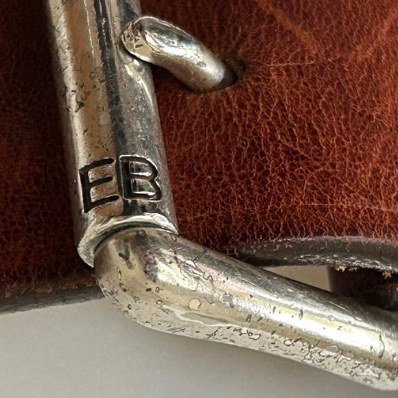 Vintage 70s Dark Brown Leather Belt Silver Tone Buckle main image 7